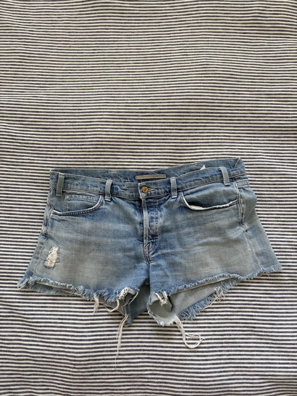 Vince Light Blue Distressed Denim Shorts